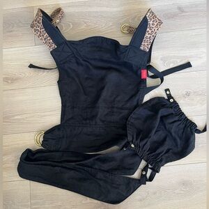 Sakura Bloom Scout Onyx linen with leopard leather